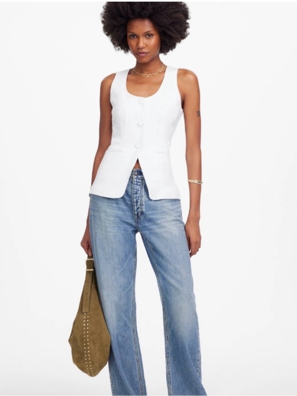 Madewell 100% linen scoopneck cutaway vest